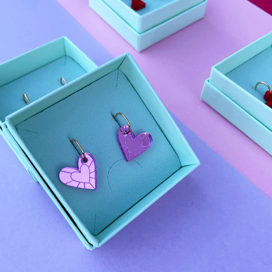 Oorring groot hartje - Roze