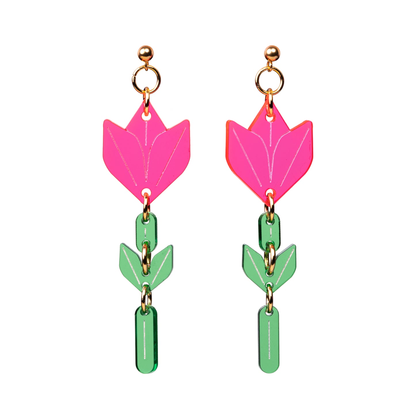Tulp oorbel - Neon Roze